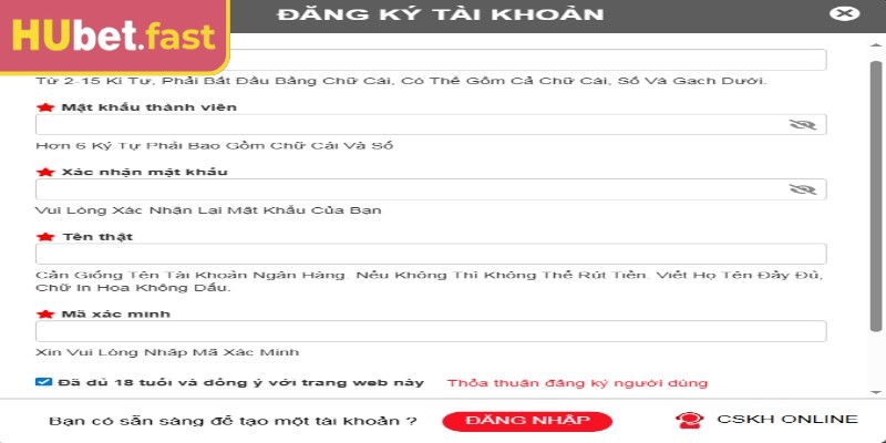 Đăng ký Hubet nhanh chóng với 3 bước đơn giản