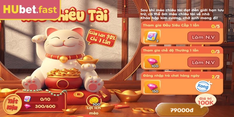 Giao diện mèo chiêu tài nổi bật với hiệu ứng linh vật may mắn